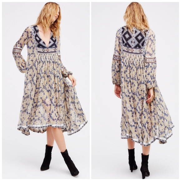 Free People Dresses & Skirts - NWT Free People Bold Blooms Embroidered Boho Dress
